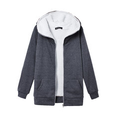 S-4XL Damen Fleece Kapuzenpullover Outwear verdicken Mantel