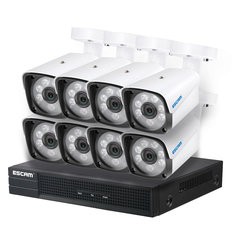 ESCAM PNK002 HD 1080P Système de caméra de sécurité 8CH POE NVR IR LED Caméra IP ONVIF