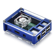 Boîtier de protection pour boîtier 3 en 1 bleu ABS + ventilateur + kit dissipateur de chaleur pour Raspberry Pi 3B + / 3B / 2B