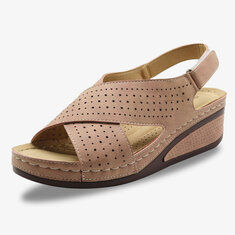 Las mujeres cruzan Cinturón Gancho cuña casual ligera cuña Sandalias