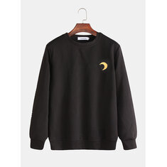 Sudadera de manga larga Cuello de color sólido para hombre, moda