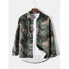 Chemises respirantes en coton camo jungle impression mens