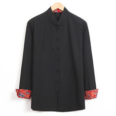 Moda masculina gola Botões manga comprida camisas casuais