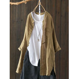 Dames button-down asymmetrische vintage blouse