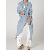 3/4 Sleeve V Collo Orlo irregolare alta diviso Casual Camicia