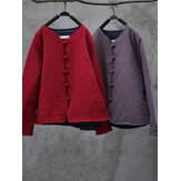 Vintage Damen Langarm Einfarbig Kurz Gesteppter Mantel