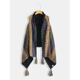 Plus Size Winter ärmellose Mantel Weste Quaste Strickjacken