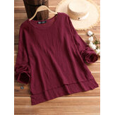 Retro Solid Color High Low Shirts