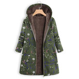 Casaco vintage com capuz estampado