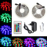 DC12V 2M 3M 5M 10M RGB 2835 LED non imperméable à l'eau bande lumineuse + 24 clés IR Télécommande + Kit d'alimentation prise UE Kit complet