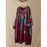 Orlo irregolare patchwork di stampa floreale etnica Plus taglia Camicia