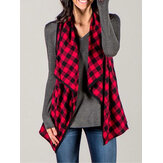 Vrouwen Plaid Mouwloze Mantel Vesten Casual Jassen
