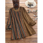 Blusa de pana con estampado de rayas vendimia Blusa