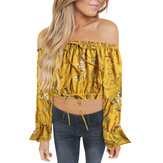 Original
Blusa de manga larga estampada con flores y hombros descubiertos de Bohemia