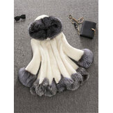 S-4XL Moda Mulheres Casaco com capuz Faux Fur Coats