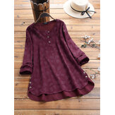 Blusa con orlo irregolare con bottone laterale jacquard vintage