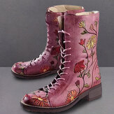 Original
LOSTISY Mujer Tobillo de tacón grueso bordado de flores Botas
