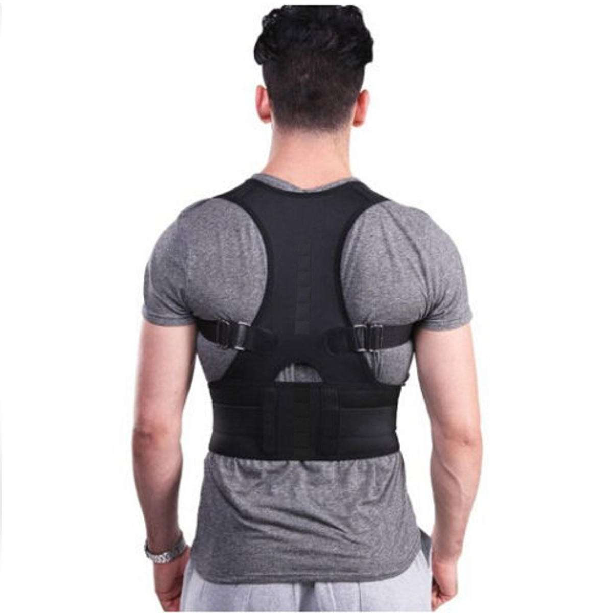 Fully Adjustable Hunchbacked Posture Corrector Lumbar Back Magnets Support Brace Shoulder Band Belt