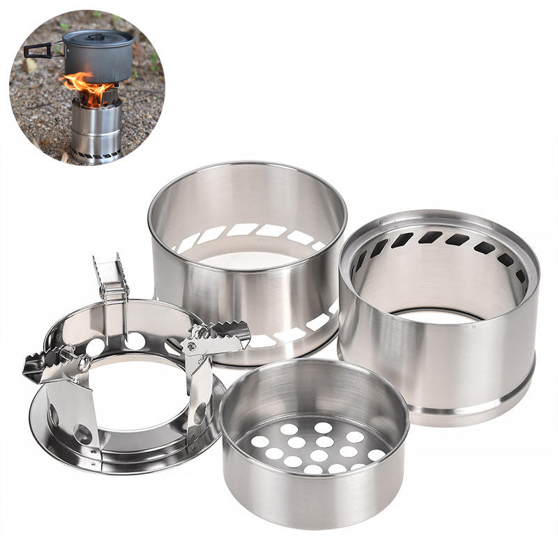 Steel Outdoor Picnic Camping Stove Cooking Equipment Wood Burning Windproof