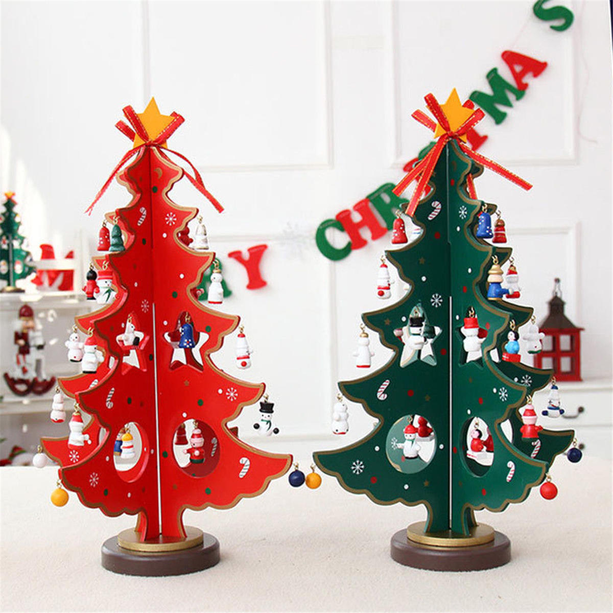 3d Wooden Cartoon Christmas Tree Table Diy Decorations Hanging