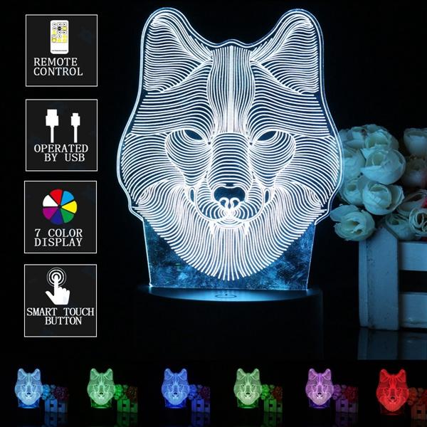3d Loup De Tête Led Changement 7 Cadeau Light Lampe Bureau Table Télécommande Night Couleur 3Lqjc4AR5