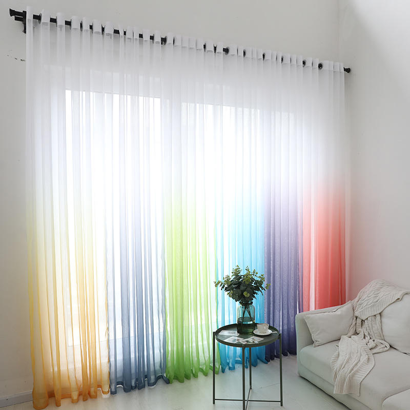 Honana 100x200cm Curtains Color Gradient Terilun Tulle Window Screen Sheer Panels Romantic Wedding Decor Curtain For Living Room Bedroom