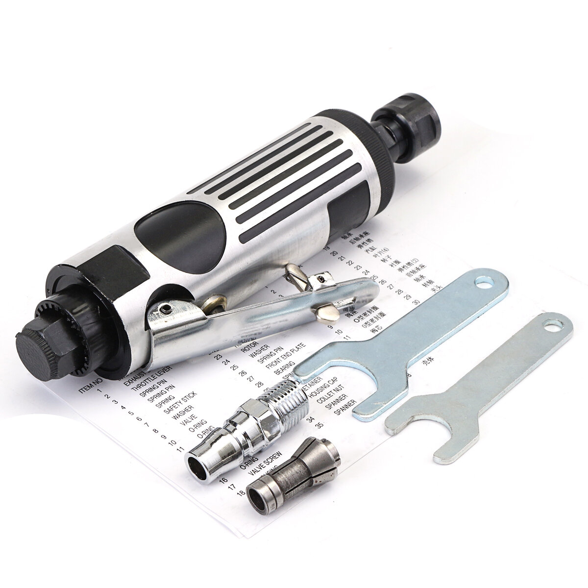 1//4/" Collets Straigh with Mini Angle Grinder Air Die Grinder Kit 22,000 RPM