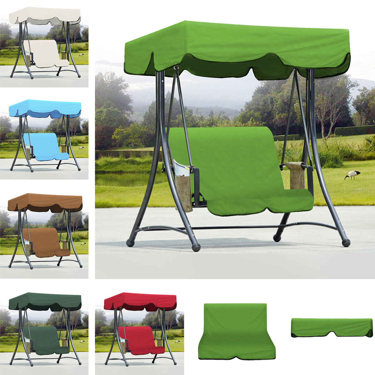 Outdoor Garden Swing Bench Hammock Canopy Waterproof Top Cover Sunshade 2 Seater Chair