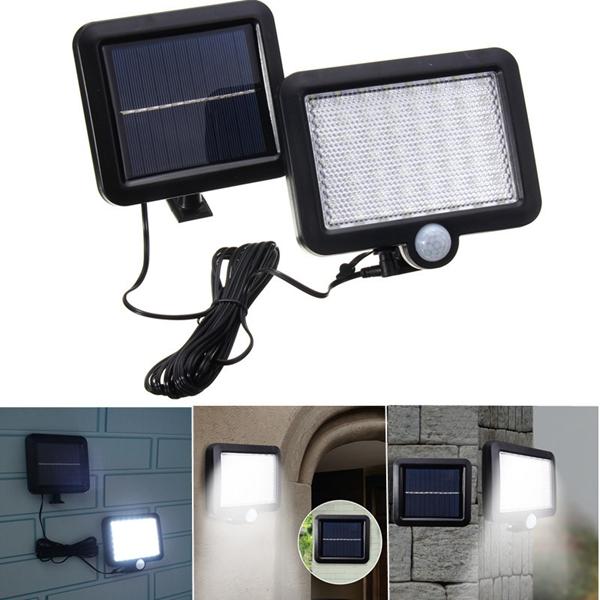 Solar Power 56 White Led Pir Motion Sensor Flood Wall Light Waterproof Outdoor Garden Security Lamp
