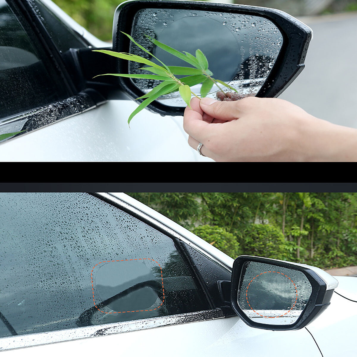 2× Oval Car Auto Anti Fog Rainproof Rearview Mirror Protective Film Accessory DE