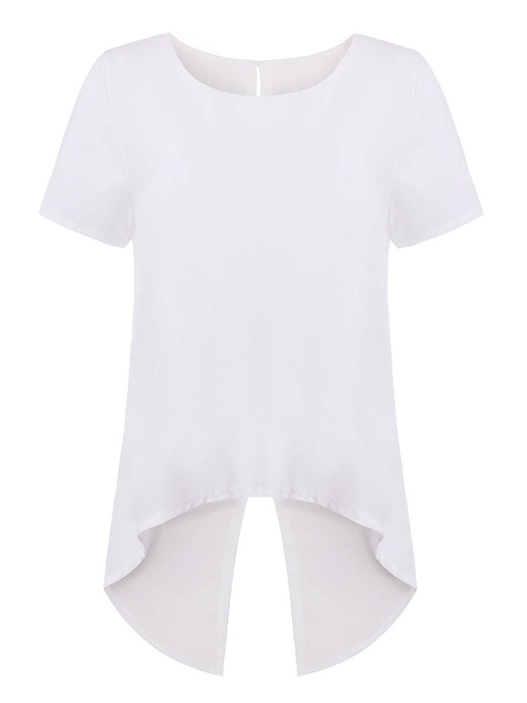 Casuali donne sexy solido chiffon backless spaccatura camicia bordo irregolare