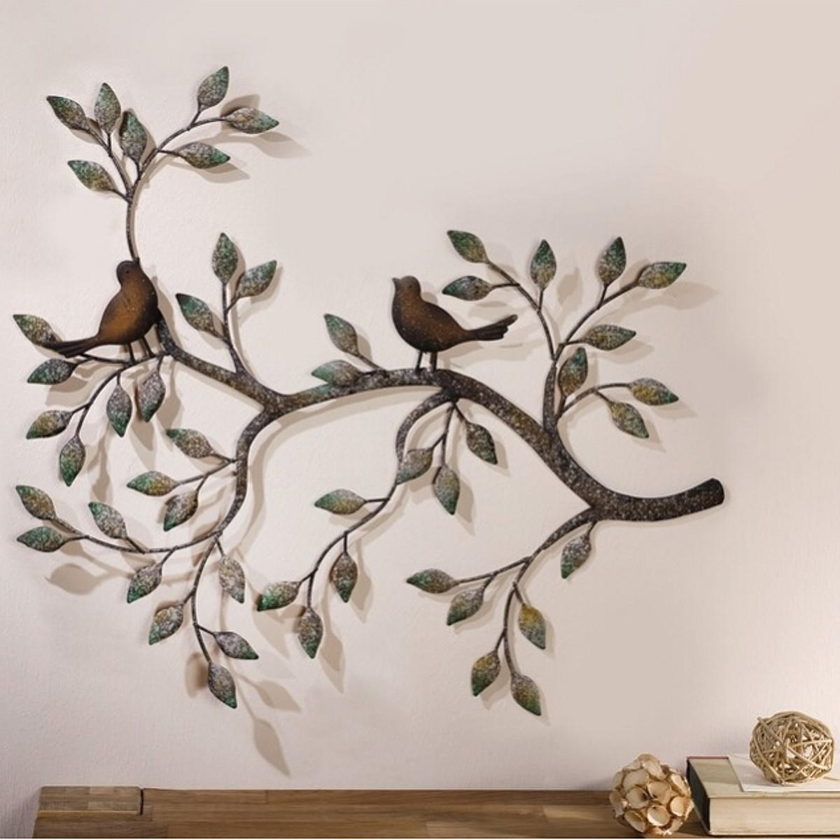 Pohon Kehidupan Daun Burung Hiasan Dinding Ornamen Logam Wall Art