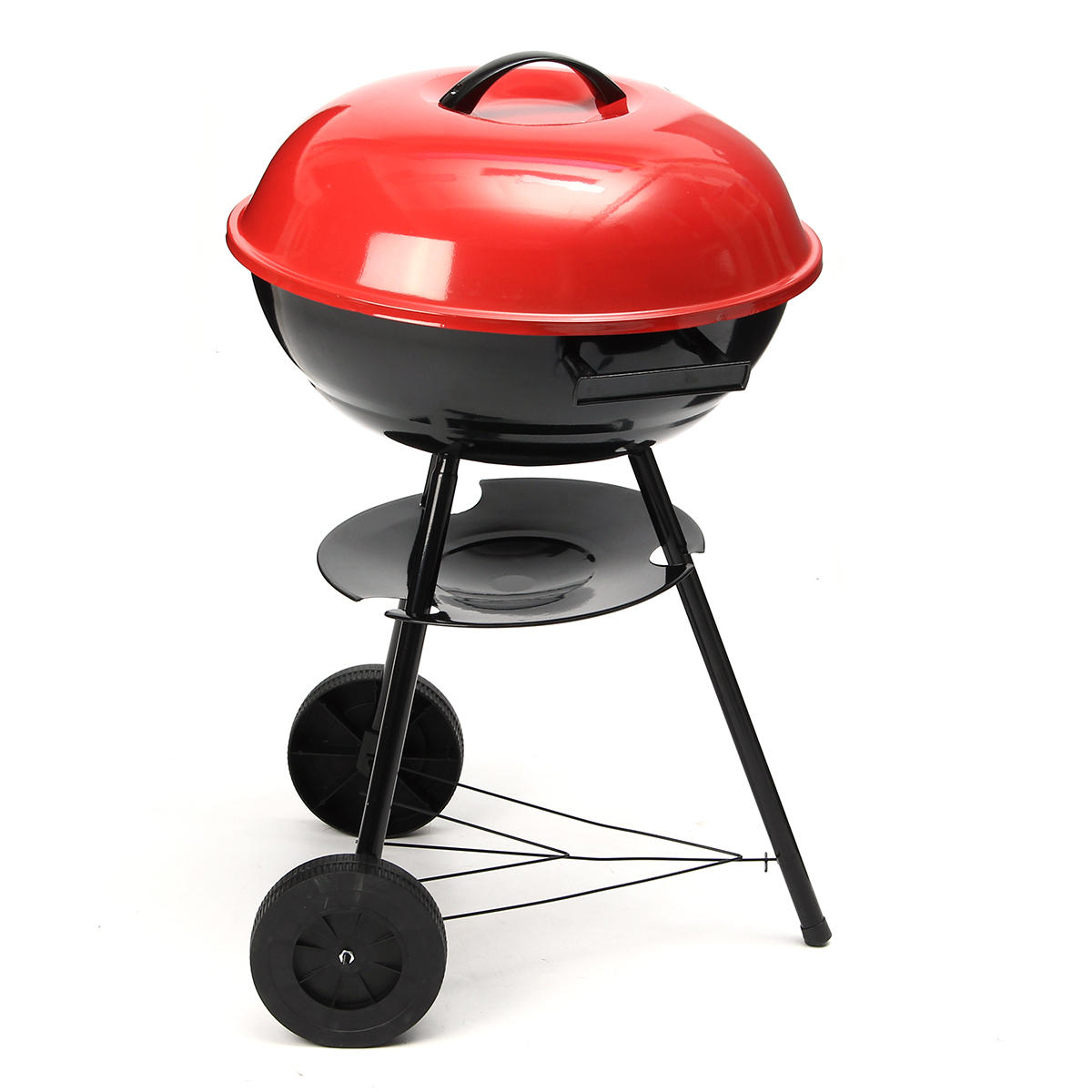 Portable Red Kettle Trolley Bbq Grill Charcoal Barbecue Wood