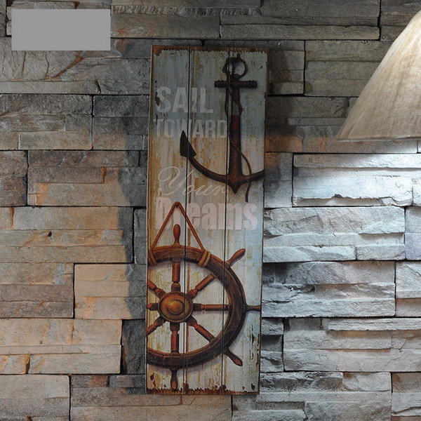 Nautical Decor Rustic Wood Sign Plaque Wall Art Picture Lighthouse