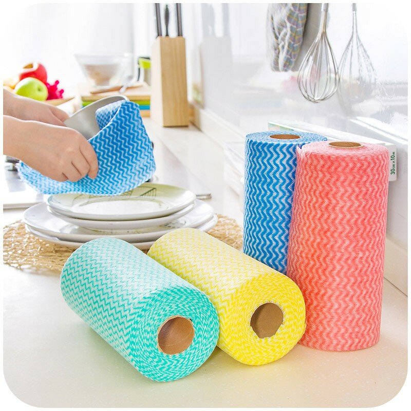 50PCS//ROLL DISPOSABLE DISHCLOTH KITCHEN WIPPING CLEANING WASHING CLOTH RAG