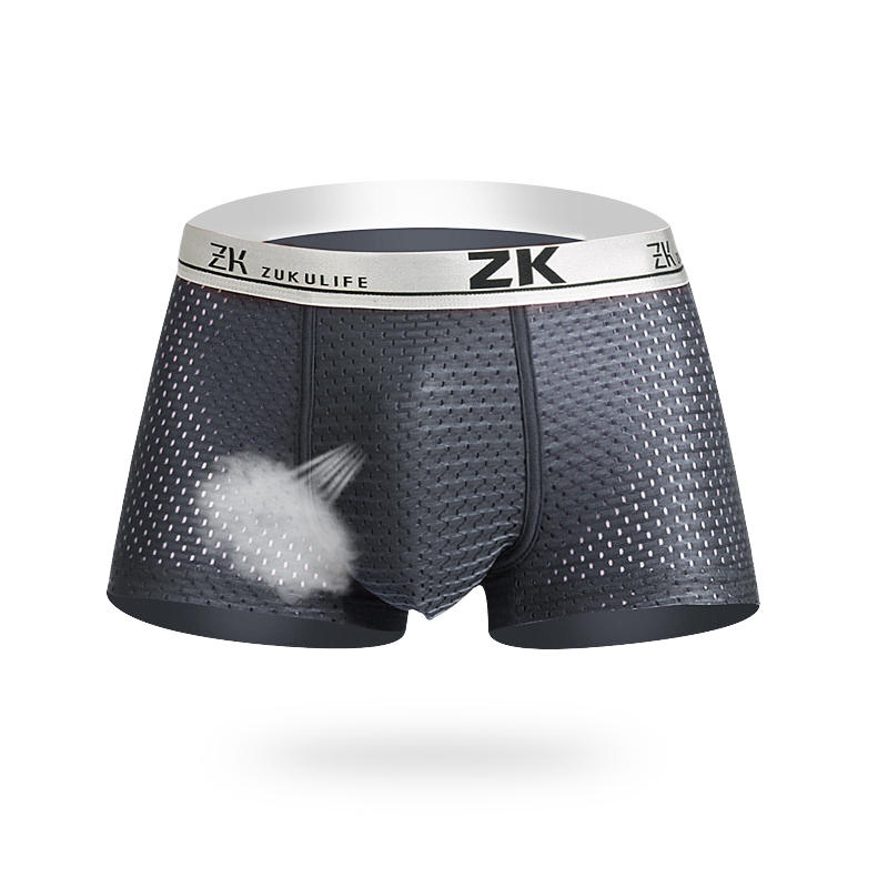 ZK Cueca Boxers Masculina Favo de mel Malha U-forma Bolsa Casual Respir&aacute;vel Antibacteriano Tamanho Grande