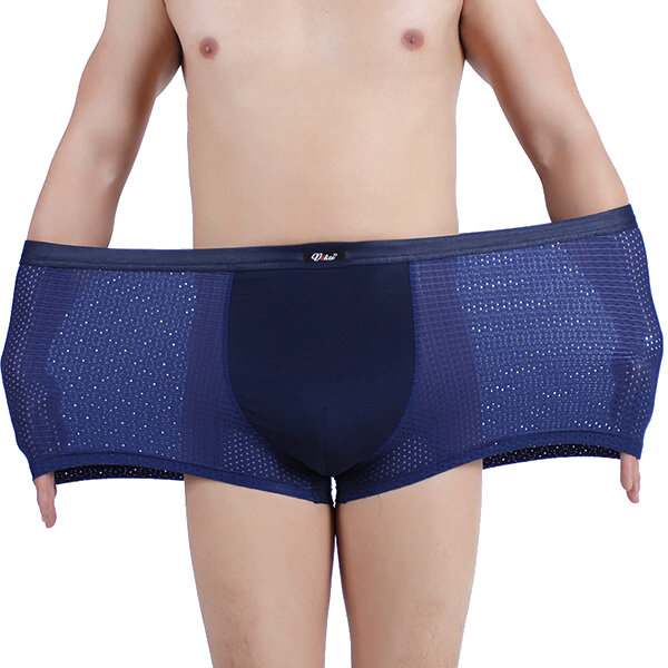 Cueca Boxers Masculina de Sede Artificial Malha Respir&aacute;vel El&aacute;stica Lisa Macio Tamanho Grande M-3XL 5 Cores
