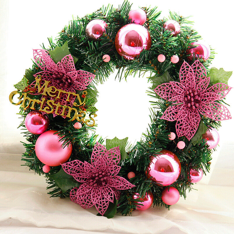 30cm Christmas Wreath Dense Pine Needles Merry Christmas Letters
