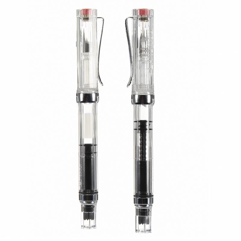 LANBITOU 3059 Piston transparante vulpen 0,38 mm / 0,5 mm fijne penpunt voor vloeiende schrijfpennen   