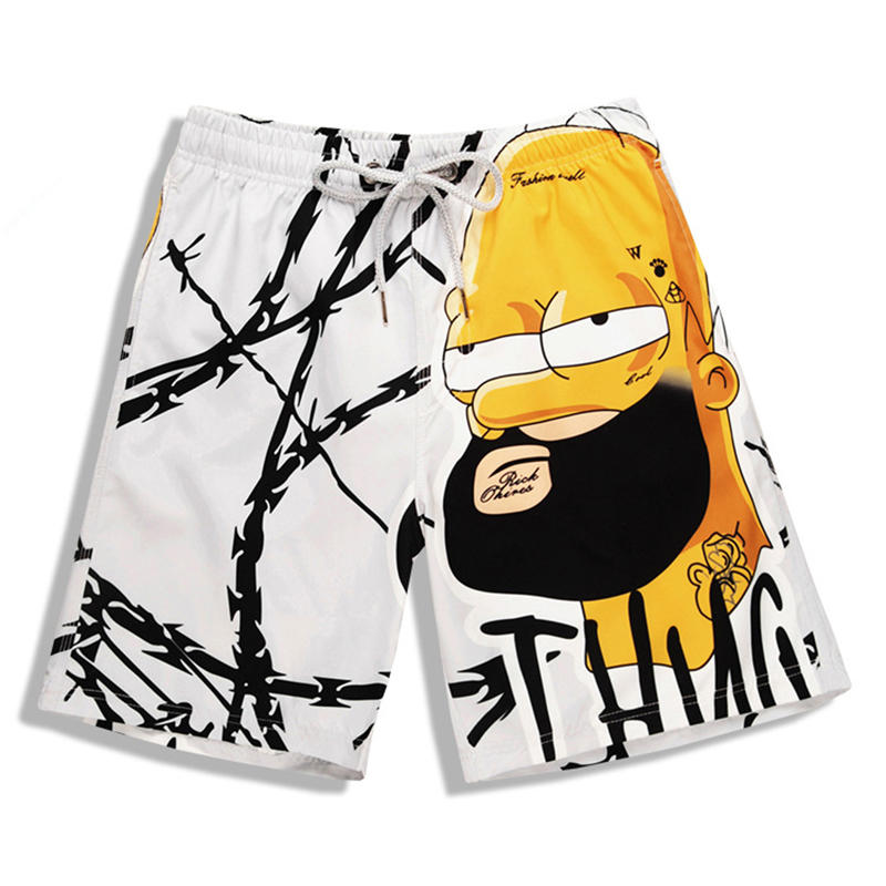 S5262 Shorts De Plage Shorts Board 3d Vieil Homme Dessin Animé Impression Séchage Rapide Imperméable à Leau élasticité