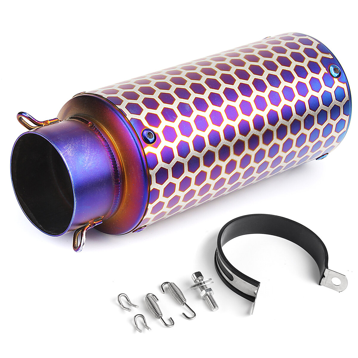 DIY Universal Grilled Blue Round Car Rear Exhaust Tail Muffler Tip Pipe US Stock