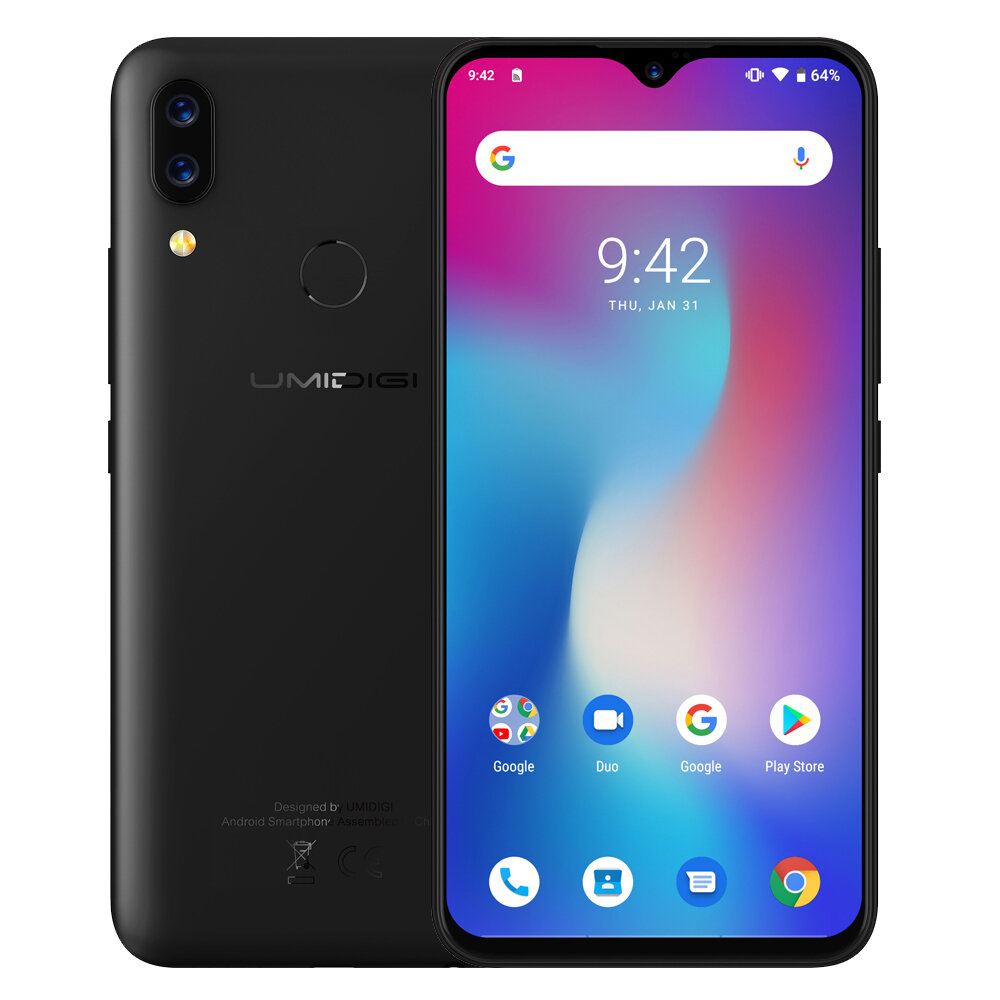UMIDIGI Power Global Bands 6.3 Inch FHD+ Waterdrop Display NFC 5150mAh Android 9.0 4G 64G Helio P35 4G Smartphone