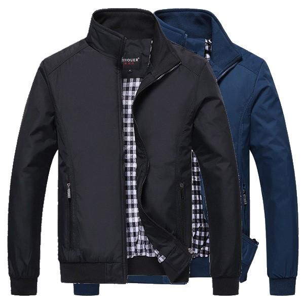 Mens Plus Size Zipper Fashion Lapel Casual Jacket Overcoat Waterproof Outdoor Sports Coat