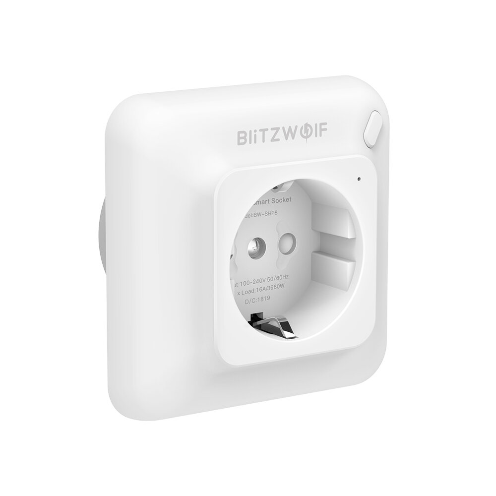 BlitzWolf&reg; BW-SHP8 3680W 16A Smart WIFI Wall Outlet EU Plug Socket Timer Remote Control Power Monitor Work with Alexa Google Assistant IFTTT