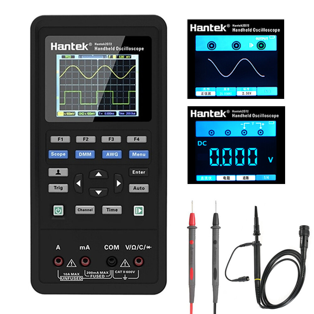 Hantek 3in1 Digital Oszilloskop Wellenform Generator Multimeter Portable Usb 2 Kanale 40mhz 70mhz Lcd Anzeige Test Meter Tools