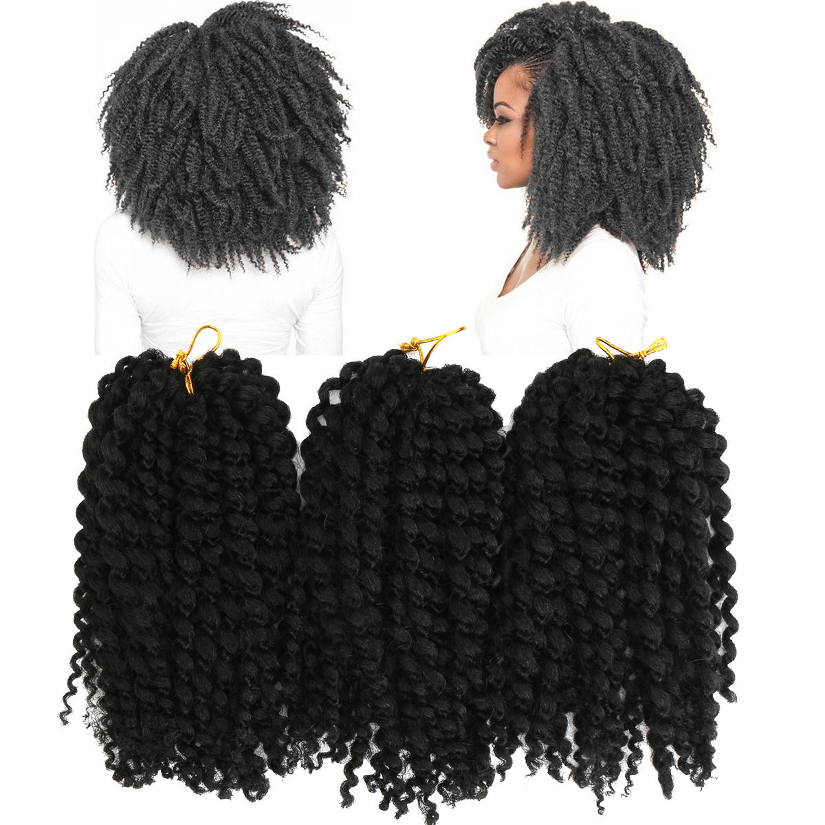 3pcs Pack Mali Bob 8 Soft Curl Curly Twist Crochet Braiding Hair