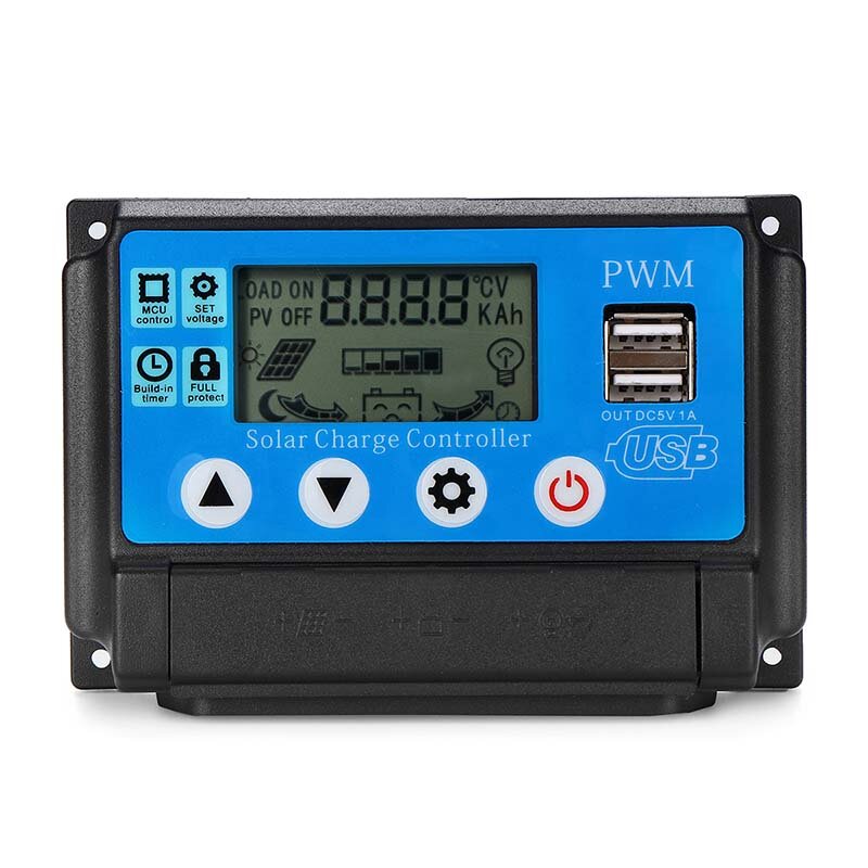 10/20/30/40/50A Waterproof Solar Panel Charge Regulator 12/24V LCD Controller