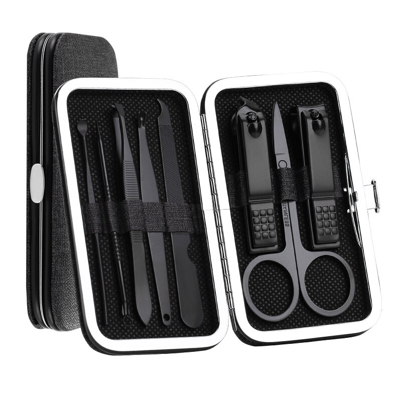 YFM&reg; roestvrijstalen zwarte nagelknipper Pedicure Scissor tweezer manicureset
