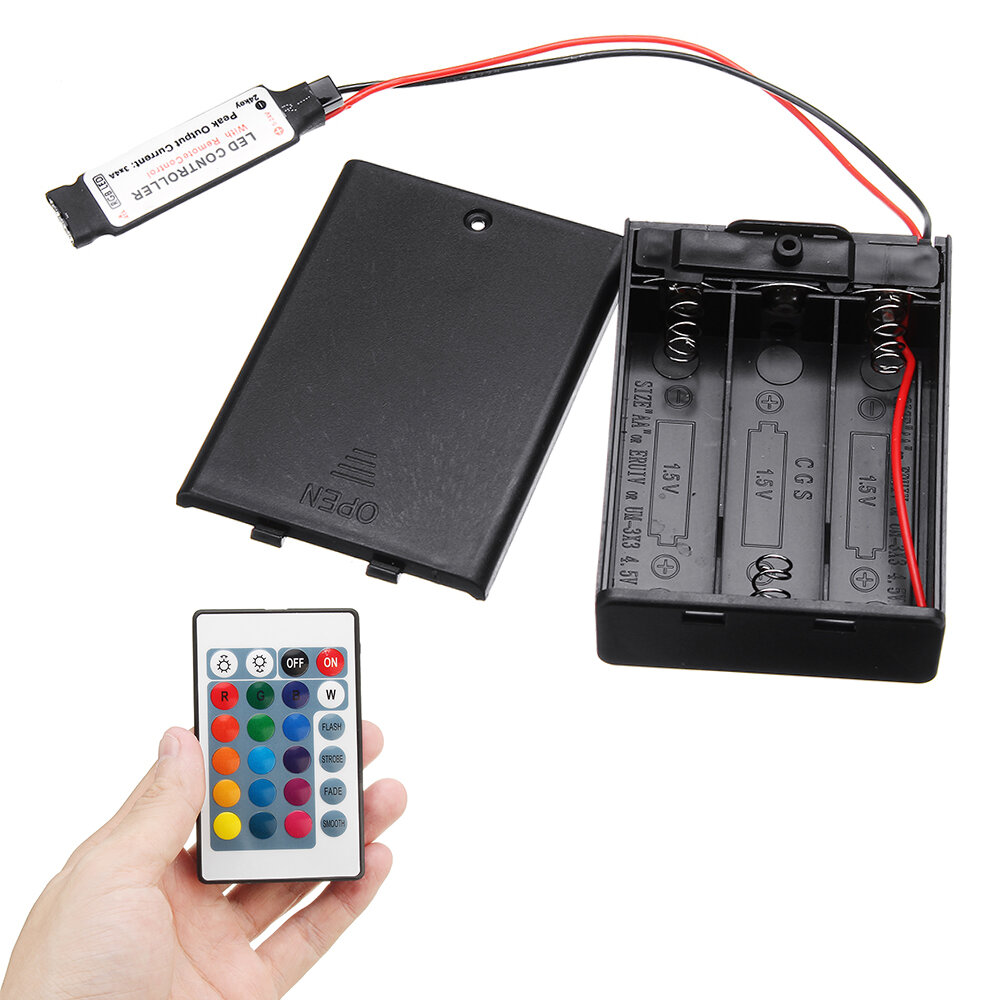 3x AA Batterie 4,5V DE Batterie Box für 5V RGB LED-Streifen IR Fernbedienung