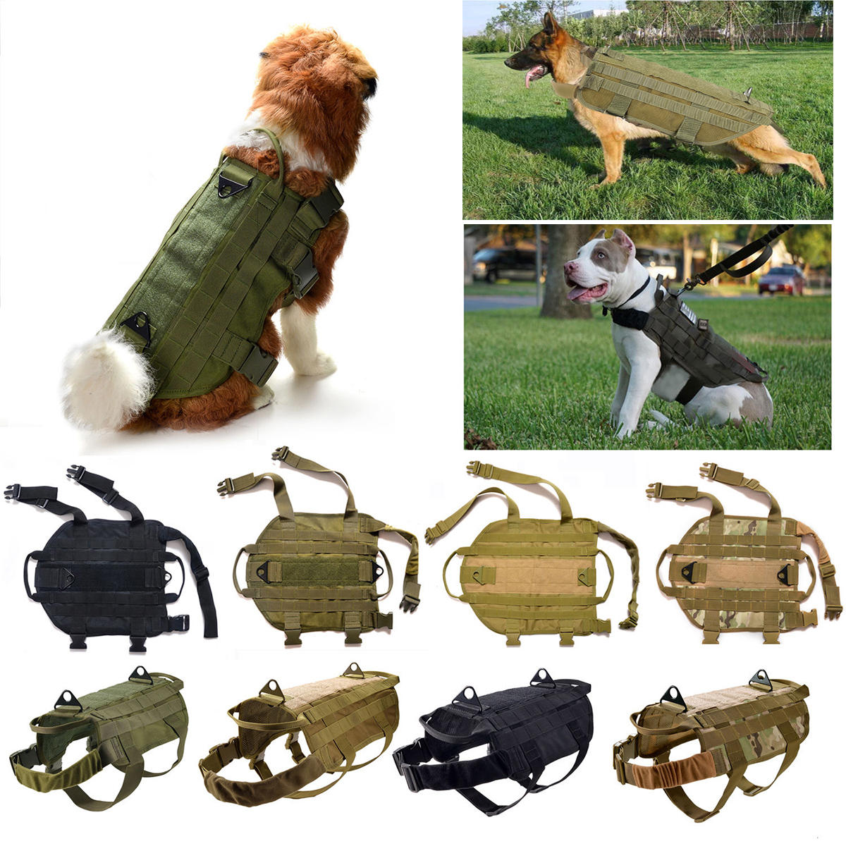 Taktis K9 Anjing Militer Polisi Molle Vest Nylon Layanan Dog